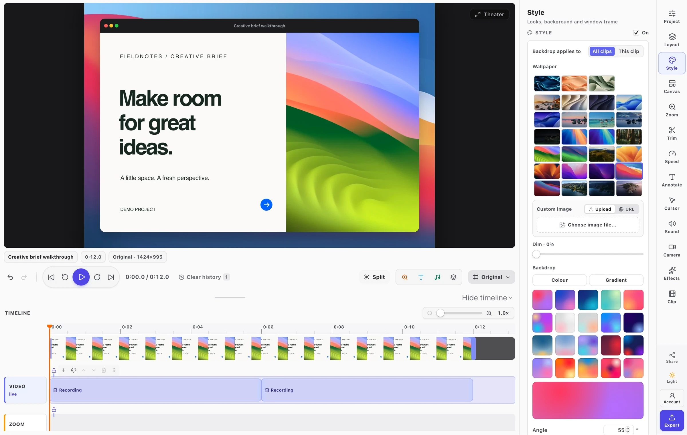 The actual FramioCam for Mac video editor, with a creative project, native editing controls, and timeline.