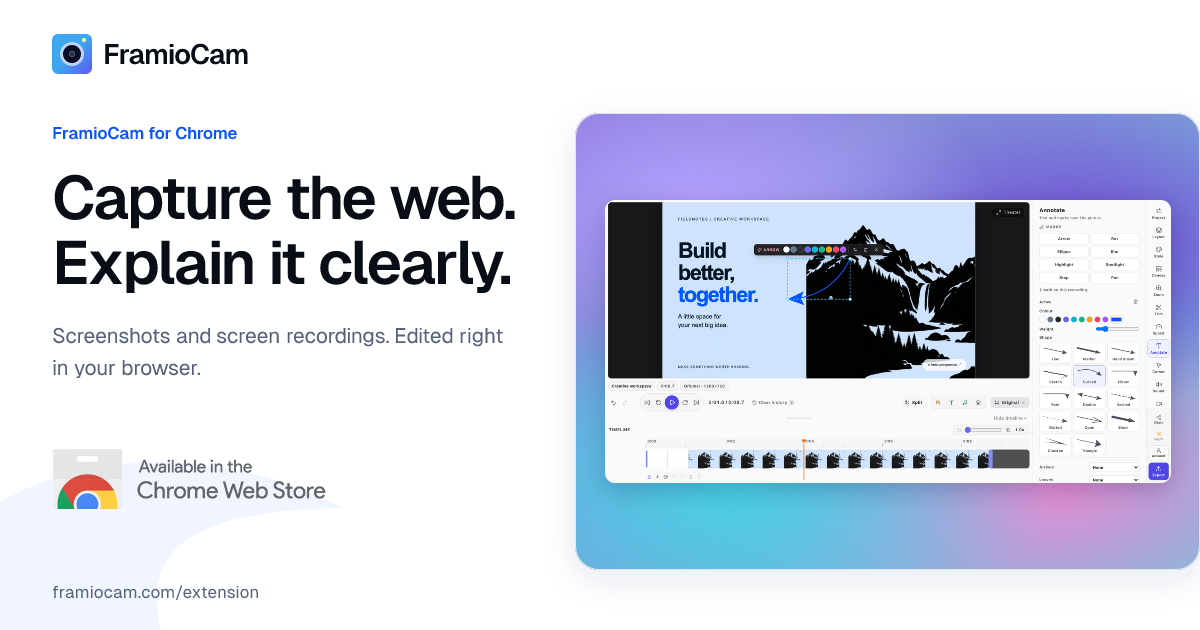 The FramioCam for Chrome link preview card