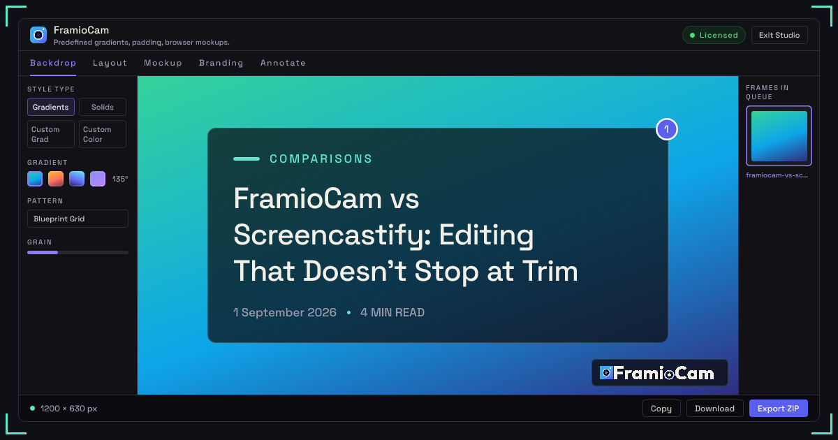 FramioCam vs Screencastify: Editing That Doesn't Stop at Trim